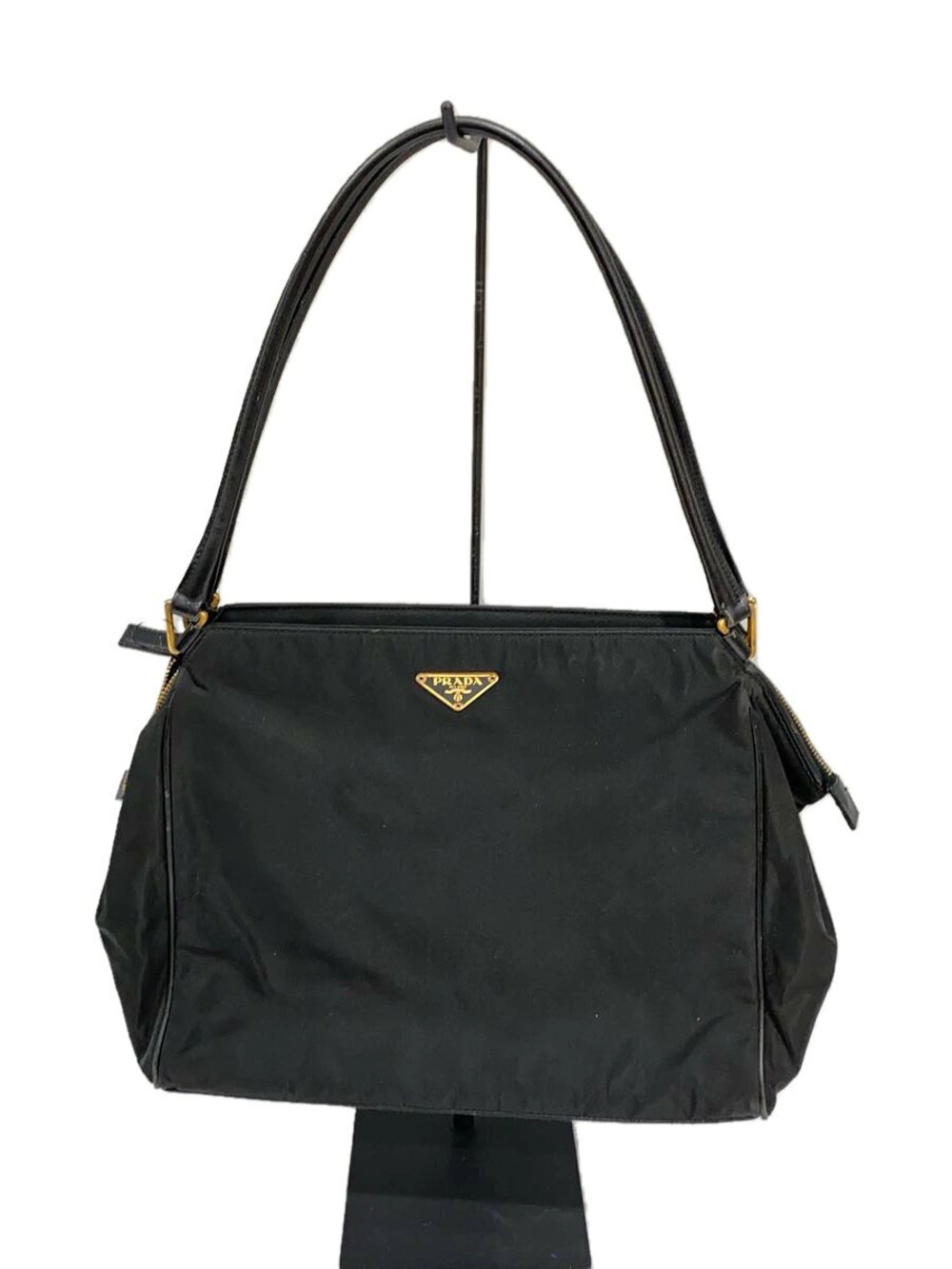 Prada Triangle Plate Tote Bag Black